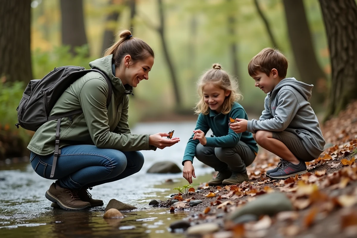 Enseignante guidant enfants lors d