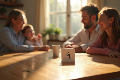 Famille multigenerational autour d'une table en bois