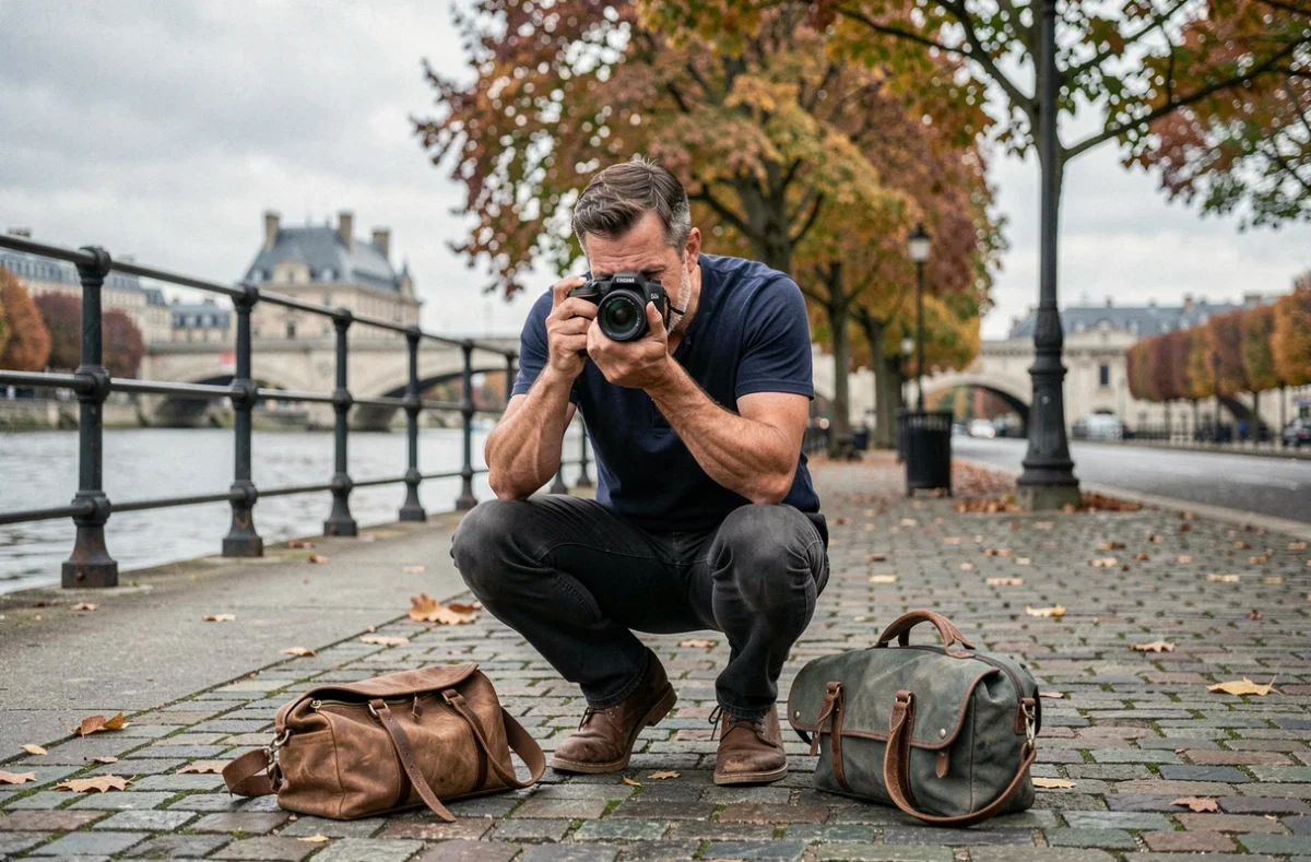 Photographe en extérieur au bord de la Seine à Suresnes en automne