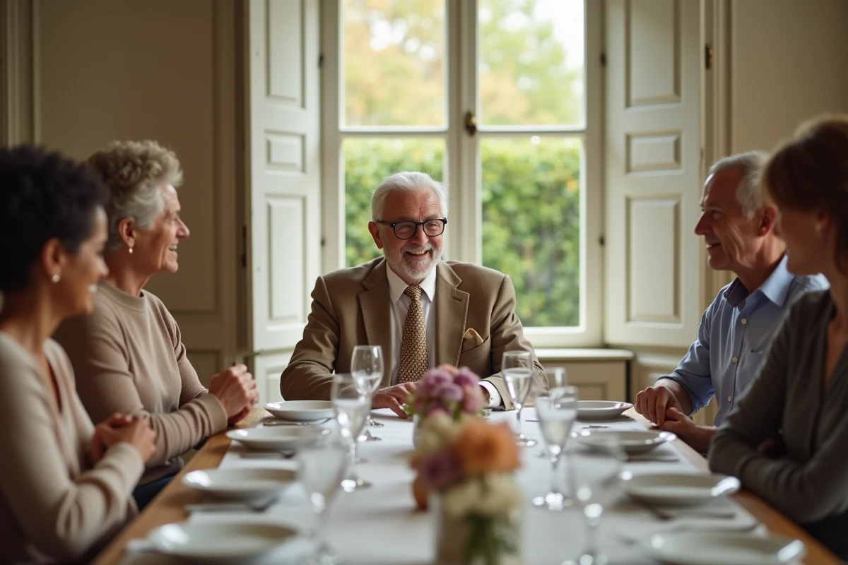 Repas de famille en France autour du grand-père pour célébrer la Fête des Grands-Pères 2026